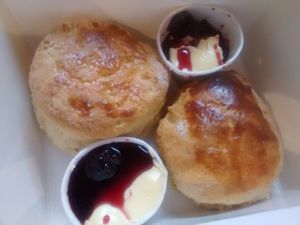 Scones with jam and spread at Mono in Glasgow