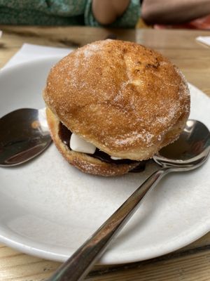 donut ice cream sandwich with marshmallows  at Mono in Glasgow