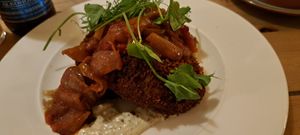 Haggis and potato cakes at Mono in Glasgow