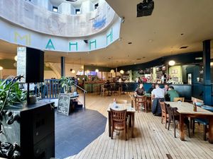 Bar and seating from the stage area   at Mono in Glasgow