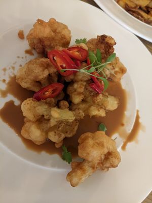 Spicy peanut cauliflower at Mono in Glasgow