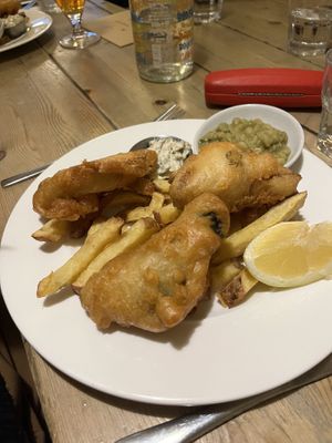 Tofu fish and chips   at Mono in Glasgow