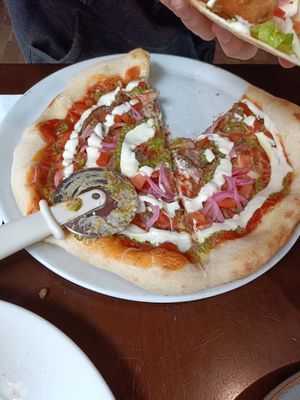 Taco pizza - so dreamy! and creamy! at Mono in Glasgow