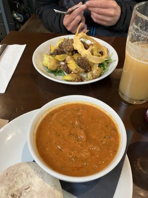 Black pudding starter and soup of the day  at Mono in Glasgow