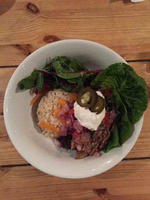 Jackfruit burrito- as a salad! Yum!  at Mono in Glasgow