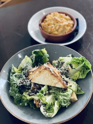 Caesar salad and mac and cheesee  at Mono in Glasgow