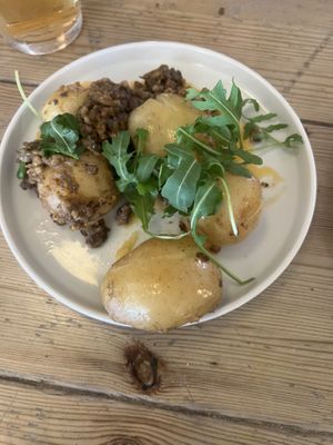 Haggis and potatoes  at Mono in Glasgow