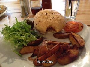Veggie burger with cajun-seasoned chips at Mono in Glasgow