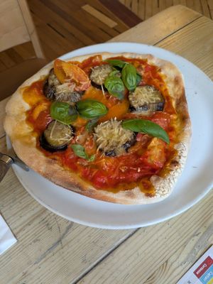 Aubergine parmigiano pizza at Mono in Glasgow
