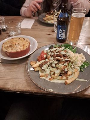 Sticky mushrooms, and side of Mac and cheese at Mono in Glasgow