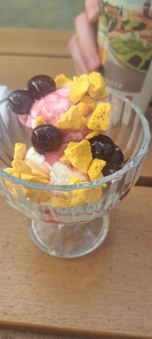 Ice cream and cherries at Mono in Glasgow