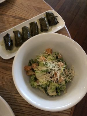 Dolmades and Caesar salad  at Mono in Glasgow