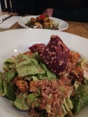 Beetroot salad with quinoa and blue 'cheese' at Mono in Glasgow
