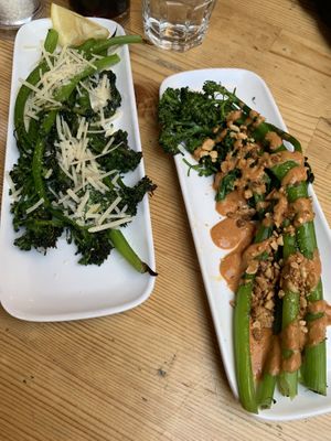 Tender-stem broccoli and peanut sauce and chilli and Parmesan   at Mono in Glasgow