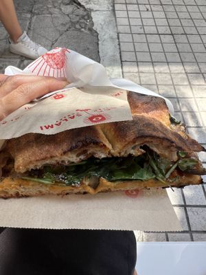 Vegan focaccia  at The Black Salami Microbakery in Athens
