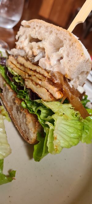 a closed look of the bookmaker tempeh sandwich at The Shoregate in Crail