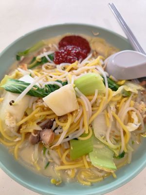 Fried hokkien mee $5.50 at Origanics Vegetarian - Woodleigh - 启点 in Central Singapore