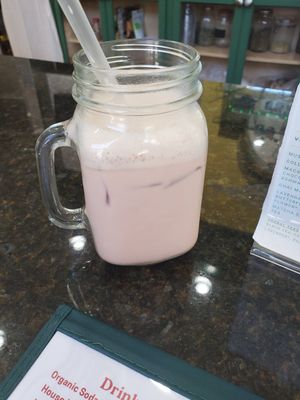 Raspberry mushroom tea at Lyra's Natural Kitchen in Richmond