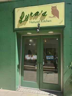Front door at Lyra's Natural Kitchen in Richmond