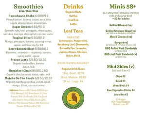 Drinks and more  at Lyra's Natural Kitchen in Richmond