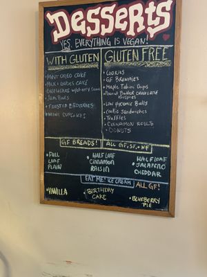 Dessert menu at The Red Fern in Rochester