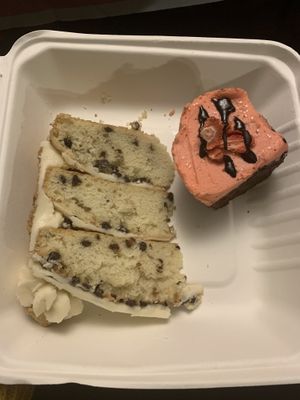 Milk and cookies cake 9/10.  Strawberry brownie 5/10 at The Red Fern in Rochester