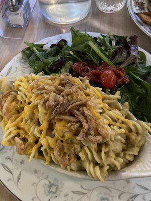 Baked Mac & Cheese with side of Balsamic Field Greens  at The Red Fern in Rochester
