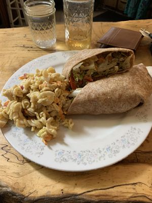 Chik’n caesar wrap & mac salad  at The Red Fern in Rochester
