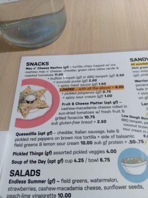 Snacks menu at The Red Fern in Rochester