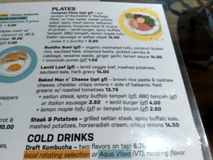 Plates menu at The Red Fern in Rochester