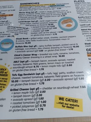 Sandwiches menu at The Red Fern in Rochester