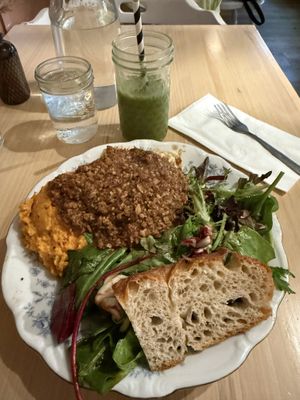 Garbage Plate with lentils as protein of choicee  at The Red Fern in Rochester