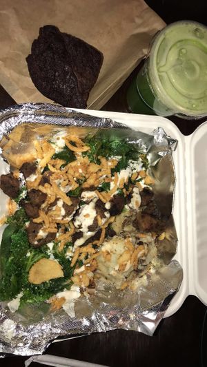 Steak & Potatoes, “Green” Juice , Brownie at The Red Fern in Rochester