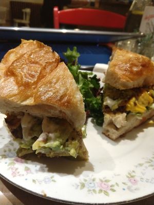 Lentil Burger with all Extras (Cheese, Bacon, Avocado) at The Red Fern in Rochester