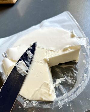 Vegan "camembert", sooo goood! at Dietètica Nogal in Premia De Mar