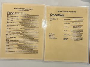 The menu as of July 2025. at The Marketplace by MöV in Minneapolis