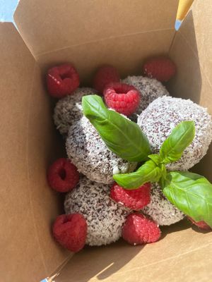 Hibiscus flower and elderberry infused raw bliss balls
 at Alkaline Valley - Order & Pick-Up in Amsterdam