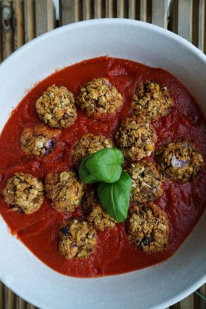 Alkaline 'meatballs' with housemade marinara sauce  at Alkaline Valley - Order & Pick-Up in Amsterdam