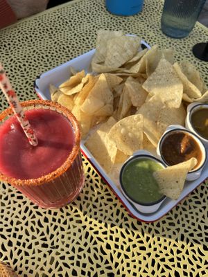 Chips and salsa and a slush  at San Pancho in Takoma Park
