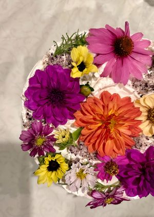 vanilla and roasted strawberry filling. aka best vegan birthday cake ever!  at 222 Pastry - Pre-order only in Portland