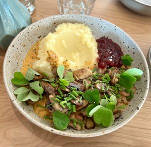 Mushroom stroganoff   at Kafé Oransjeriet in Stavanger