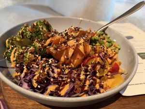 Vegan poke bowl  at Kafé Oransjeriet in Stavanger
