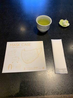 Serving COVID safety at Hanabishi in Koya