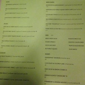 some menu items at Raw - La Suite West in West London