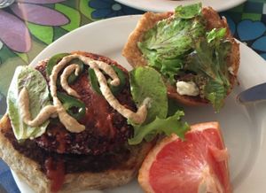 Beet burger & bahn mi  at Bread and Roses Kitchen & Food Cooperative in Tallahassee