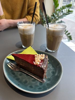 Chocolate cheesecake with raspberries   at Neue Speisekammer in Hannover