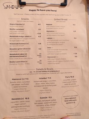 Menu at Neue Speisekammer in Hannover
