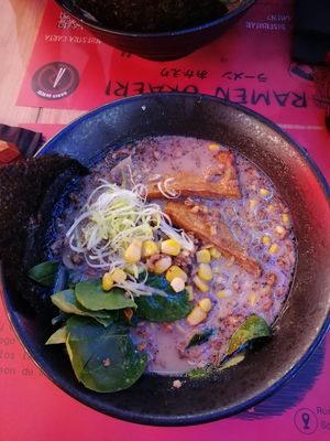 Vegan ramen with no chickpeas at Ramen Okaeri in Santiago De Compostela