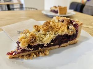 Cherry crumble pie at MERCY Coffee Company in Dusseldorf