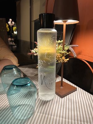 Beautiful bottles and nice decor  at La Mingla in Gargnano